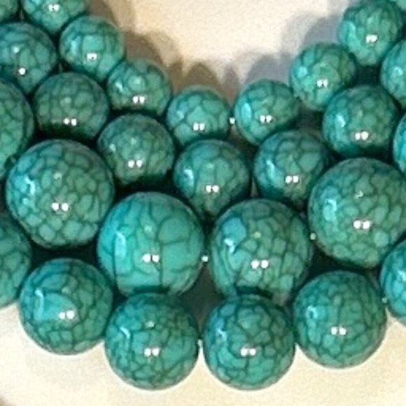 Sugarfix Turquoise Marbled Beads 4-strand Necklace Vintage Boho Ranch Timeless - Picture 5 of 6